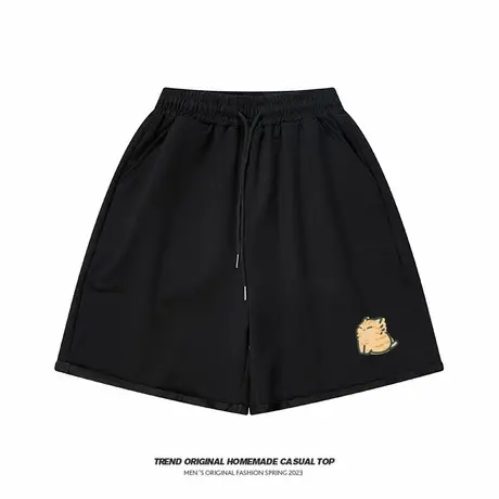Soinku日系潮流简约百搭运动五分裤男女夏季宽松百搭阔腿休闲短裤商品大图