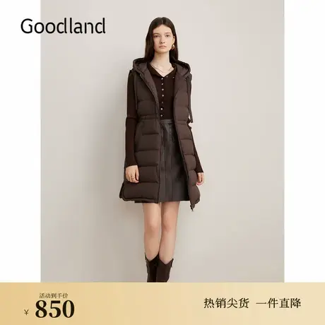 【高蓬松零压】Goodland美地2024冬季新款美拉德收腰马甲羽绒服商品大图