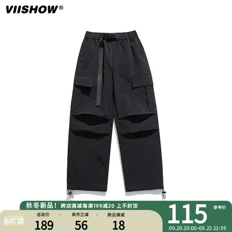 VIISHOW秋季潮牌宽松百搭长伞兵裤男款美式简约休闲工装裤子男士商品大图