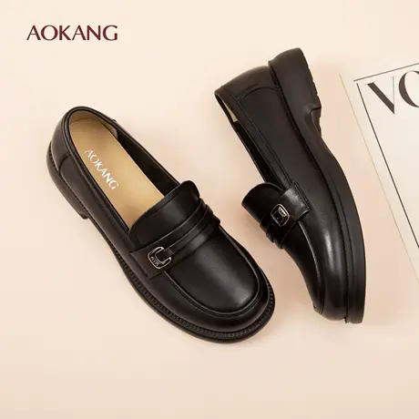 奥康 女鞋2026春季新款休闲日常乐福鞋时尚软底皮鞋中年妈妈鞋N图片