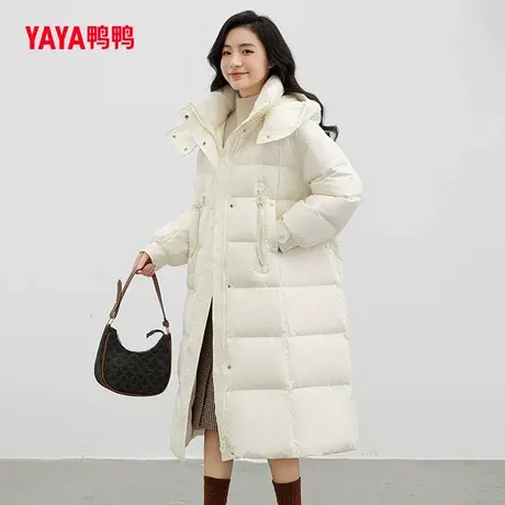 鸭鸭羽绒服女2023年冬季新品长款加厚保暖可拆卸帽保暖外套J图片