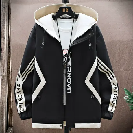 外套男春秋季潮牌宽松休闲夹克男士连帽褂子帅气百搭青少年上衣服商品大图