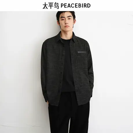 太平鸟男装 休闲衬衫2025秋季小香风衬衫工装磨毛时尚衬衫男M商品大图