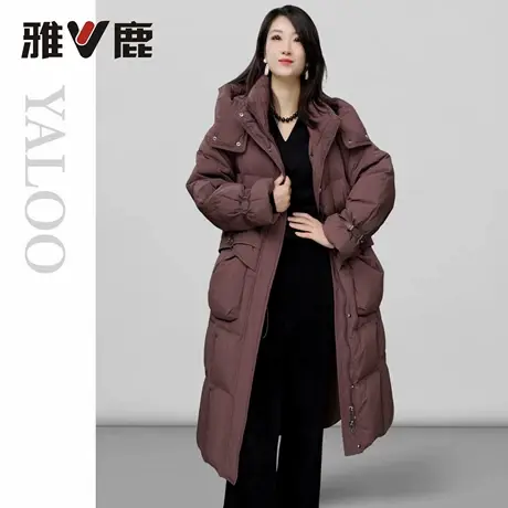 雅鹿官方正品新款秋冬季加厚加绒时尚保暖女中长款羽绒服外套商品大图