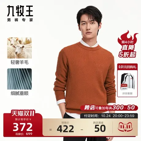 [时尚毛衫]九牧王男装羊毛衫2023秋冬新款时尚百搭圆领毛衣BN图片