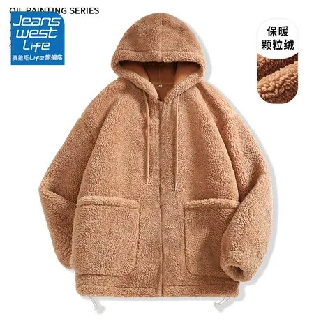 真维斯LIFE连帽开衫外套运动女拉链连帽加绒加厚秋冬外搭休闲上衣商品大图