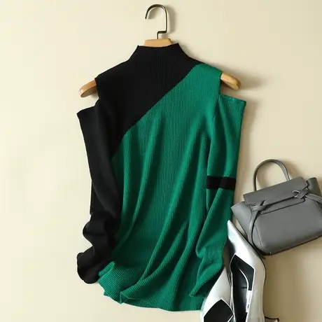 半高领毛衣打底衫女士内搭春秋季2024年新款爆款露肩洋气针织上衣图片