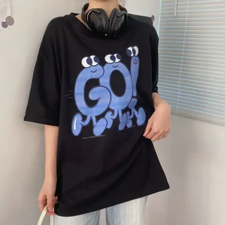 纯棉短袖t恤女装2022新款夏季宽松韩版半袖设计感小众上衣服ins潮商品大图