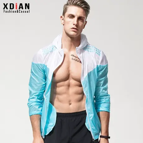 夏季潮韩版宽松超薄款外套男户外连帽透气皮肤衣夹克上衣商品大图