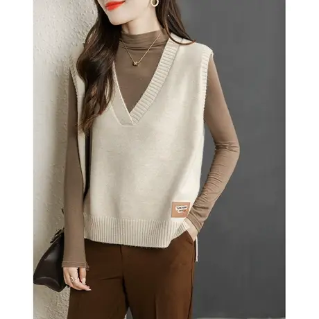 v领针织马甲背心女2023年新款爆款春秋季叠穿无袖毛衣坎肩小马夹商品大图