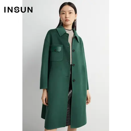 INSUN恩裳线上专选冬季休闲大口袋羊毛大衣图片