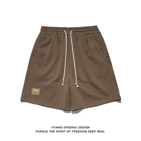 皮标空气层短裤男潮牌宽松裤子男款夏季运动卫裤直筒薄款休闲裤男图片