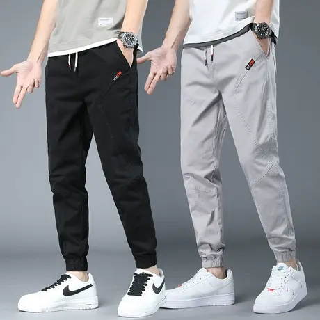 夏季薄款男士休闲裤宽松束脚运动工装九分男裤子2023年新款潮夏装商品大图