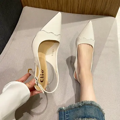 2024年夏季新款性感包头罗马凉鞋法式气质一字带后空高跟鞋女细跟商品大图