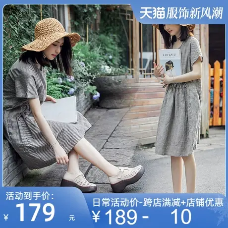 2025夏新款纯手工复古牛皮镂空透气凉鞋女厚底坡高跟舒适女鞋皮鞋图片