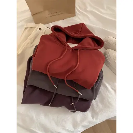 加厚加绒长袖连帽卫衣女冬季韩版宽松显瘦百搭上衣外套情侣装潮商品大图