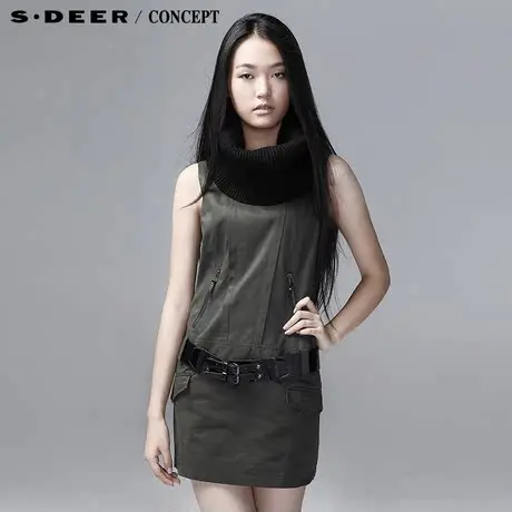 sdeer圣迪奥2014春装新款女装装针织高领无袖连衣裙3381290图片