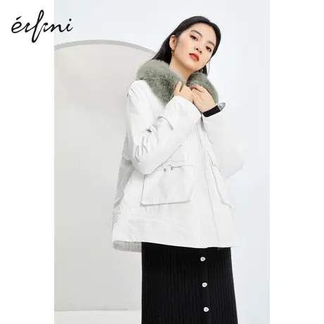 伊芙丽羽绒服女秋冬商场同款新品保暖大毛领工装风外套1BA780711商品大图