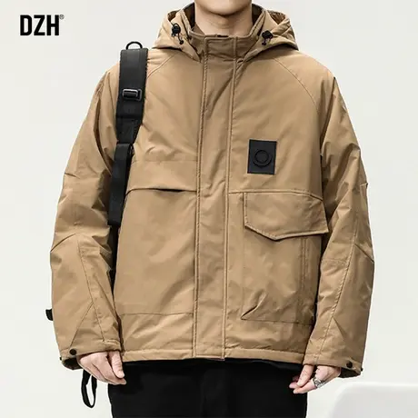 男士连帽棉衣男冬季加厚棉袄外套2024新款户外工装棉服防寒服男款商品大图