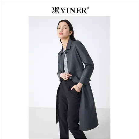 YINER音儿线上专选女装冬季职场羊皮真皮皮衣外套高级感大衣商品大图