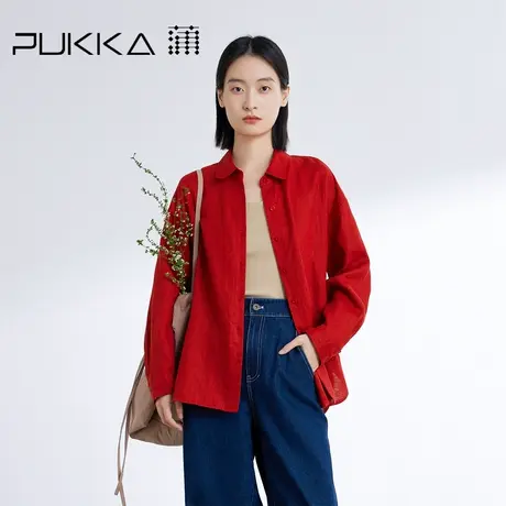蒲PUKKA 设计师品牌女装年春季新款纯亚麻文艺气质衬衫图片
