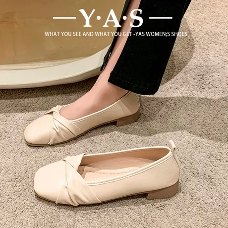 2024春季新款方头浅口晚晚鞋温柔百搭网红平底仙女风单鞋女瓢鞋女商品大图