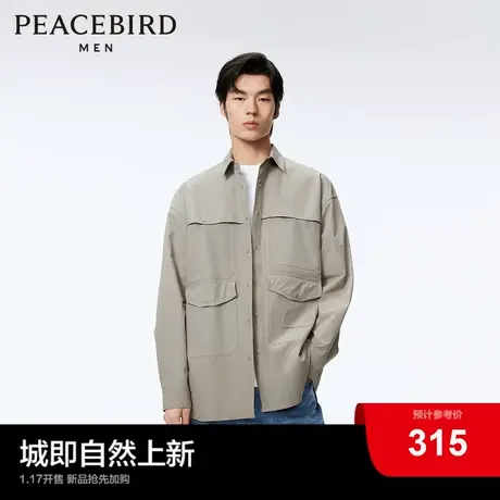 太平鸟男装 休闲衬衫24春季新款户外工装口袋外穿式衬衫男士上衣图片