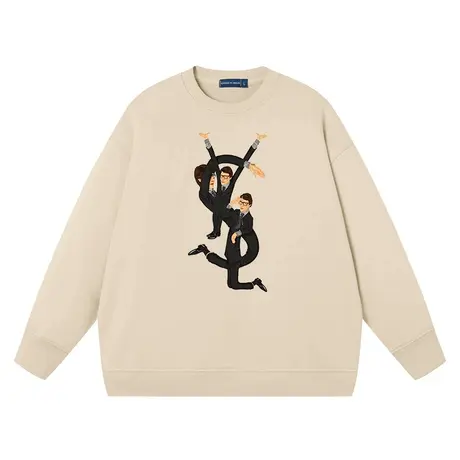 秀洛恶搞Yves设计师款同款衣服伊夫圣洛朗小众品牌上衣圆领卫衣男商品大图