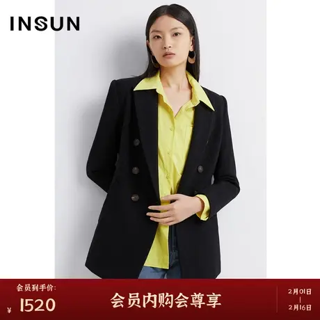 INSUN恩裳秋季交织工艺双色金属织带小香风外套商品大图