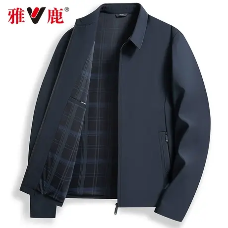 雅鹿中老年爸爸春秋装外套商务休闲男士上衣秋冬季翻领行政夹克男商品大图