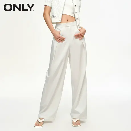 ONLY2024春季新款简约百搭舒适宽松阔腿裤高腰休闲裤女|124114062图片