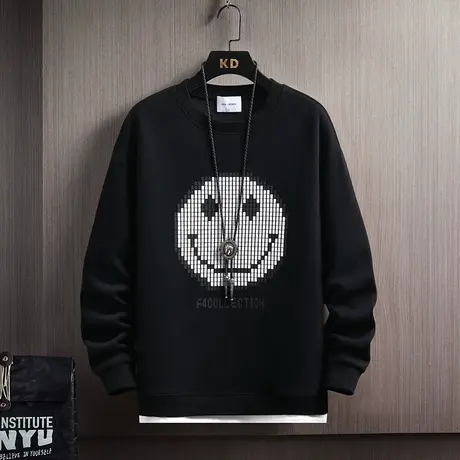 卫衣男士秋季2023潮牌宽松圆领长袖t恤百搭男装青少年学生上衣服商品大图