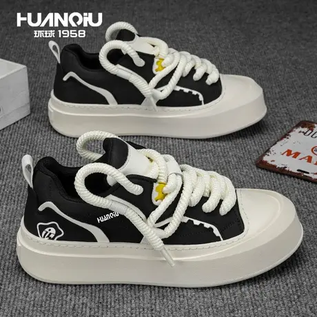 环球男鞋2024新款春季潮流百搭休闲平板鞋初中生休闲增高运动潮鞋商品大图