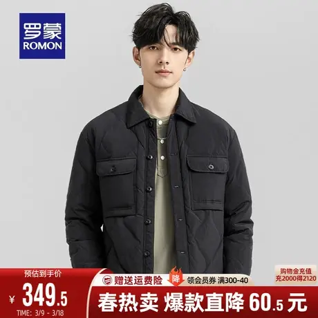 罗蒙男士短款商务翻领羽绒服2023秋冬新款时尚休闲保暖工装外套男图片