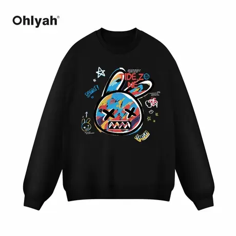 Ohlyah街头涂鸦潮牌小兔卫衣女2022本命年oversize情侣同款上衣商品大图