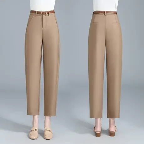 休闲哈伦西裤女士夏季新款高腰九分香蕉裤2023年小个子显瘦烟管裤图片