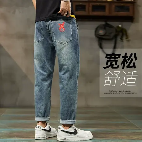 夏天男士九分休闲牛仔裤夏季薄款男生潮牌痞帅夏裤子新塘高端男装图片