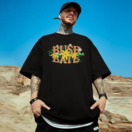 300g重磅潮牌宽松T恤胖子短袖男加肥加大五分袖纯棉大码男装夏季商品大图