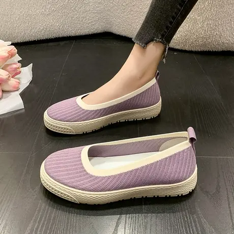 老北京布鞋女夏季镂空新款透气孕妇一脚蹬懒人鞋轻便浅口休闲女鞋商品大图