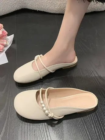 2023年夏季新款网红一脚蹬法式温柔气质包头半拖鞋女外穿半托单鞋图片