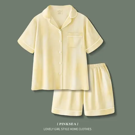 睡衣女夏天高级感晕染冰丝短袖短裤凉感家居服新款宽松可外穿套装商品大图