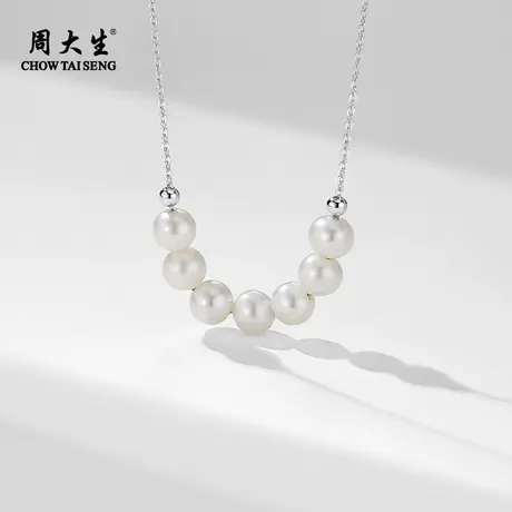 周大生淡水珍珠银项链925纯银珍珠项链新款高级轻奢礼物图片