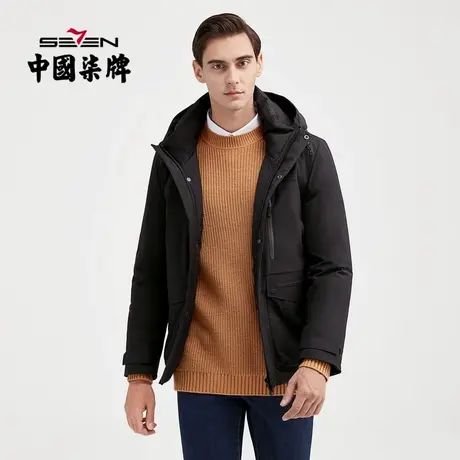 柒牌男士连帽羽绒服2022冬季新款运动休闲风青年白鸭绒夹克厚外套图片