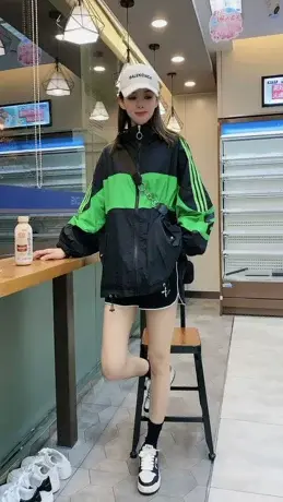 拼接防晒衣外套女春夏ins街头宽松bf风潮牌盐系拼色短风衣夹克衫商品大图