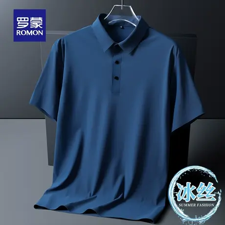 罗蒙男士冰丝短袖Polo衫夏季薄款中年爸爸装网眼速干T恤大码衣服商品大图