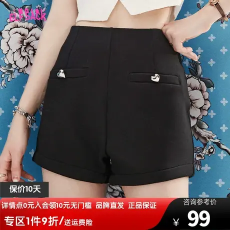 妖精的口袋黑色短裤女2023夏季新款小个子高腰显瘦休闲裤子薄款潮图片