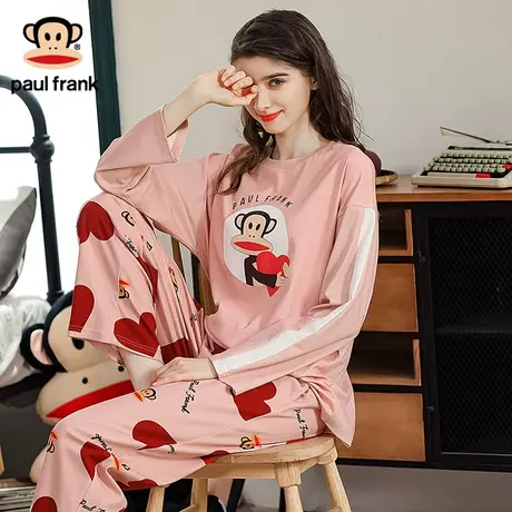 Paul Frank/大嘴猴秋季睡衣女圆领长袖纯棉套装可外穿韩版家居服商品大图