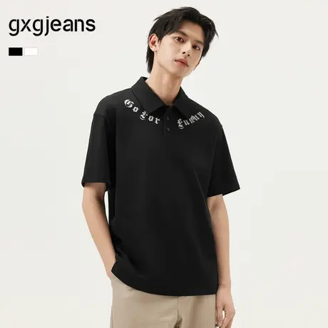 gxg.jeans男装 时尚哥特字母宽松翻领短袖polo衫 25年夏新品图片