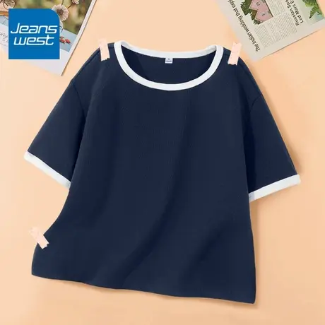 KV真维斯短袖t恤女夏季2025新款内搭辣妹风时尚紧身圆领短款上衣商品大图