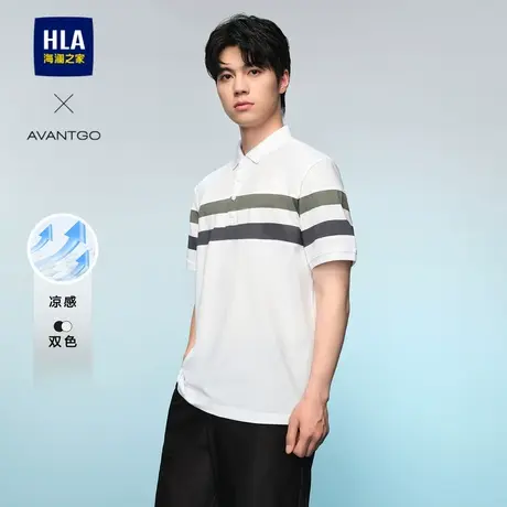 HLA/海澜之家轻商务经典系列POLO衫2025夏季新款凉感条纹短袖男商品大图